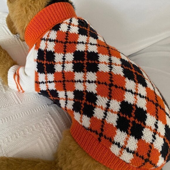 Pet Dog Cat Argyle Knitted Winter Sweater - Picture 3 of 12
